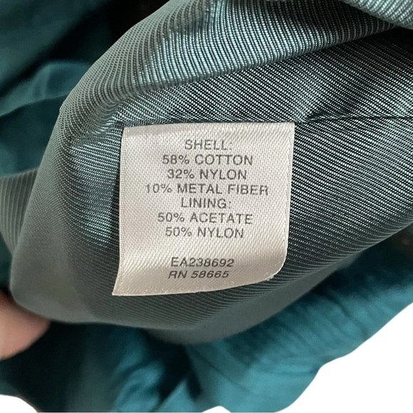 Classiques Entier Atelier Pleated Buttoned Jacket Teal Blue-Green Size M - Picture 8 of 9